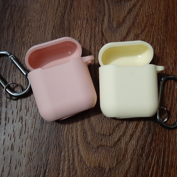 New 2 pack case for Apple Airpods 1 & 2 Gen light pink yellow protective rubber - Picture 1 of 2
